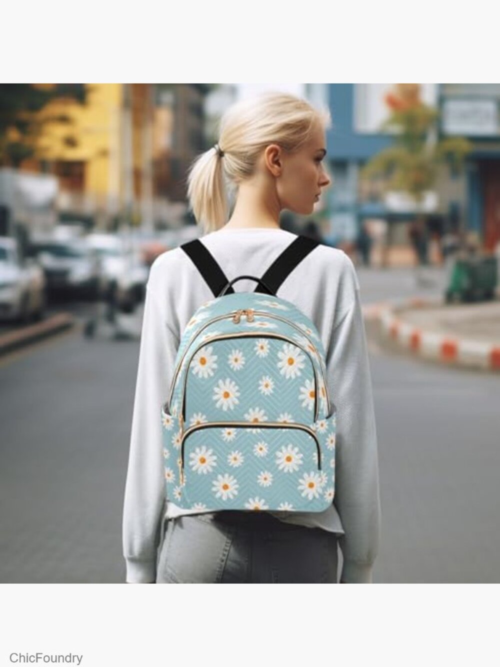 Mini Canvas Backpack Purse - Adjustable Strap, Multiple Pockets, Travel Daypack - Picture 7 of 7